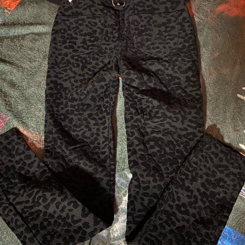 NWOT Killstar Hellcat Black Leopard Print High Waisted Pants w/Buckles & Straps - Picture 6 of 14